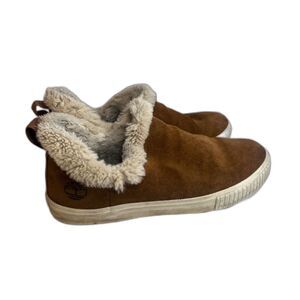 Timberland Skyla Bay Slip On Chestnut Tan Faux Fur Slippers Casual Shoe Size 8.5